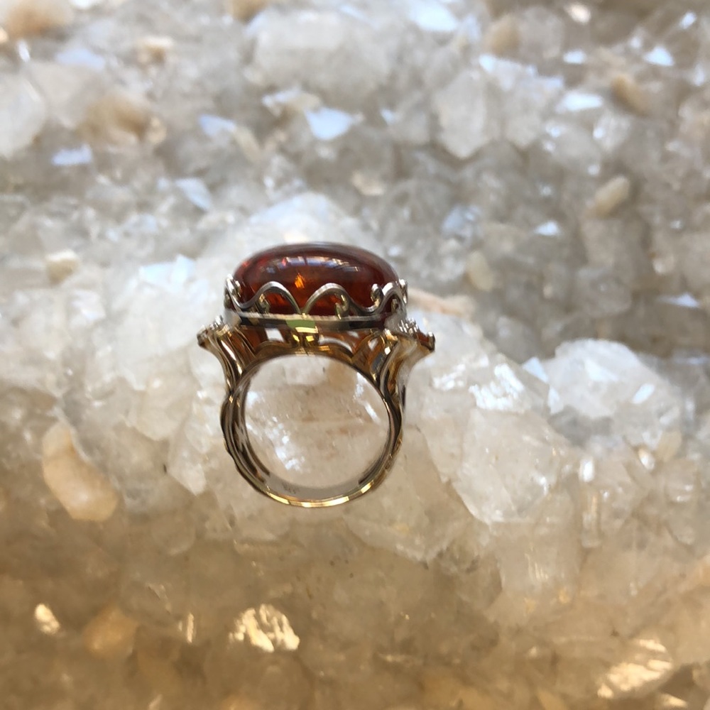 Baltic Amber, Citrine, Sterling Silver, 18K Plating Ring By Gems En Vogue - Picture 8 of 16